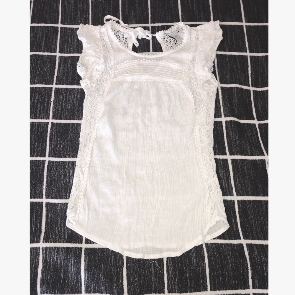 American Rag White Ruffle Bohemian Summer Blouse